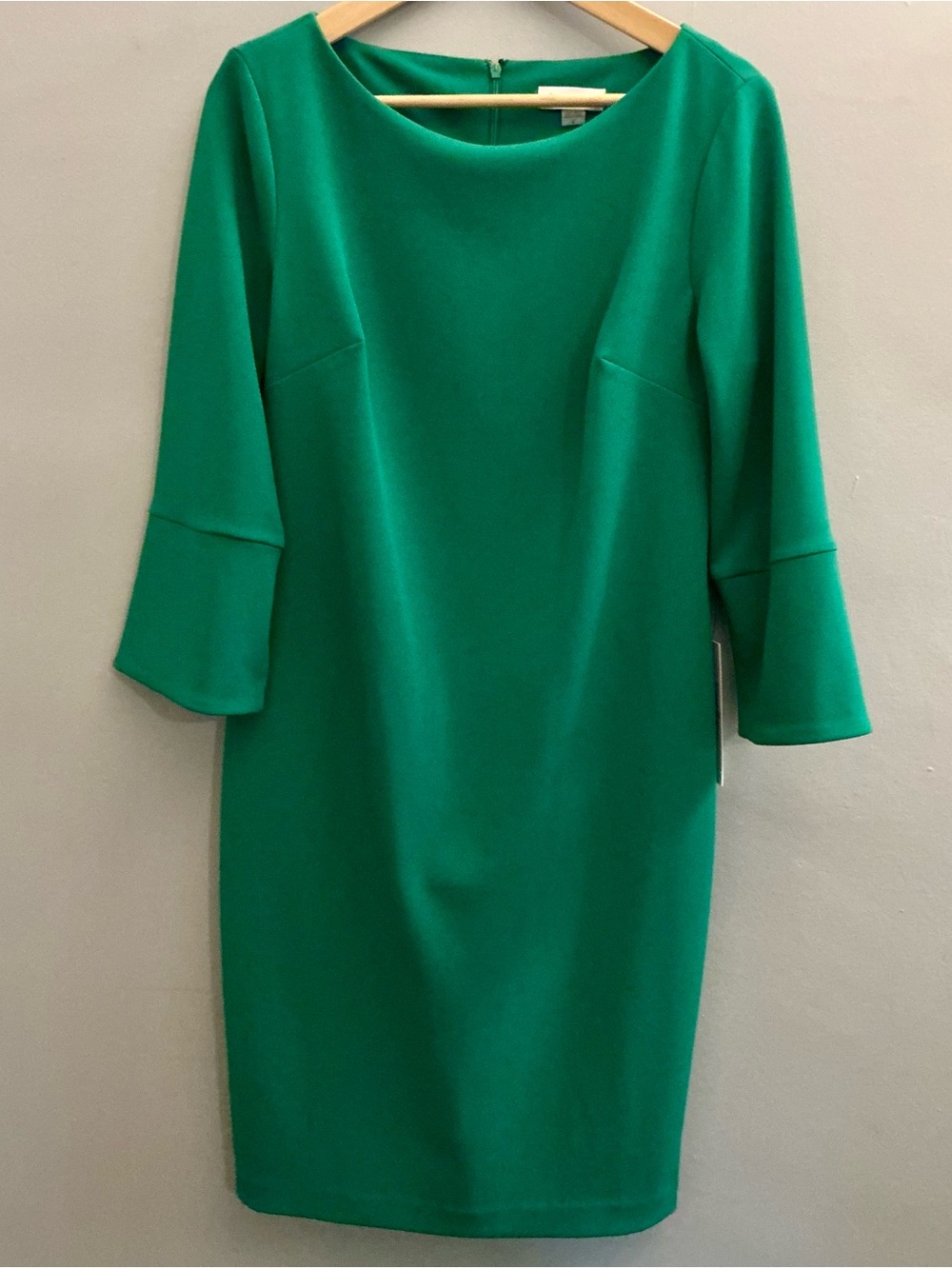 Calvin Klein Green 3/4 Sleeve Sheath Dress NWT Size 12